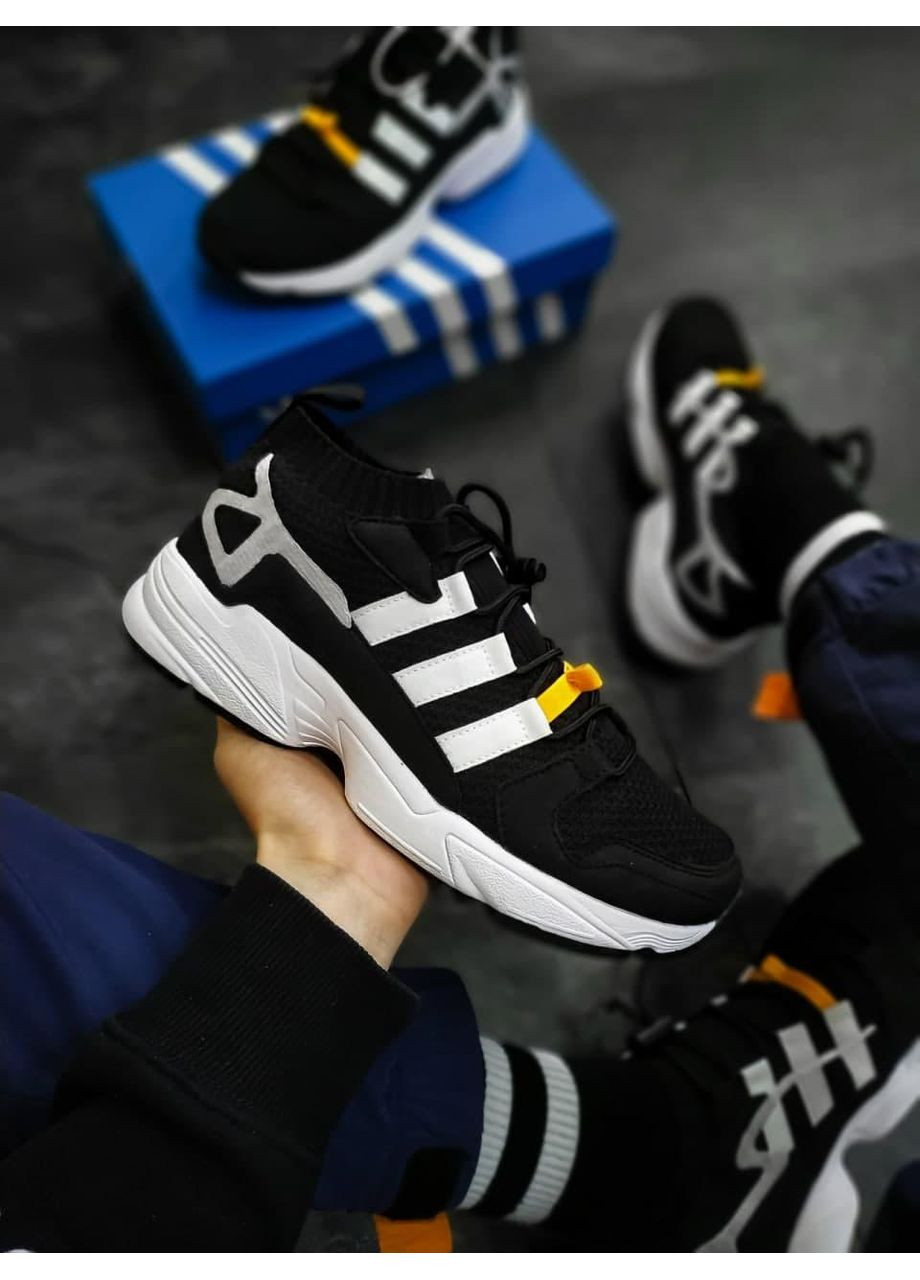 Черные демисезонные кроссовки мужские adidas consortium falcon black white адидас No Brand