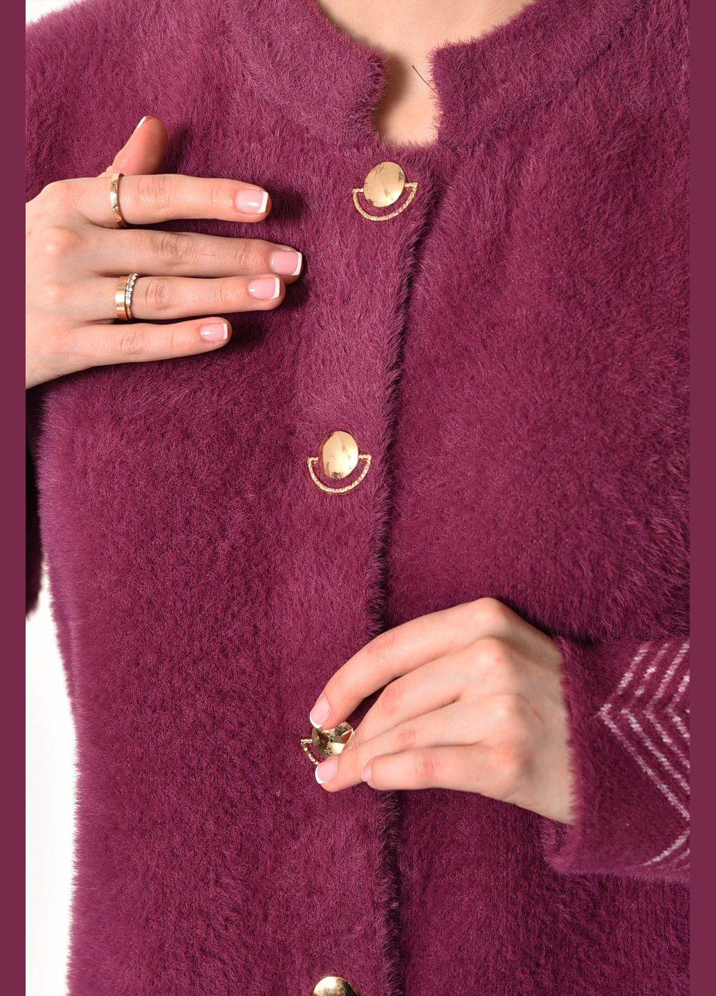 Темно-розовый демисезонный кардиган женский альпака темно-розового цвета пуловер Let's Shop
