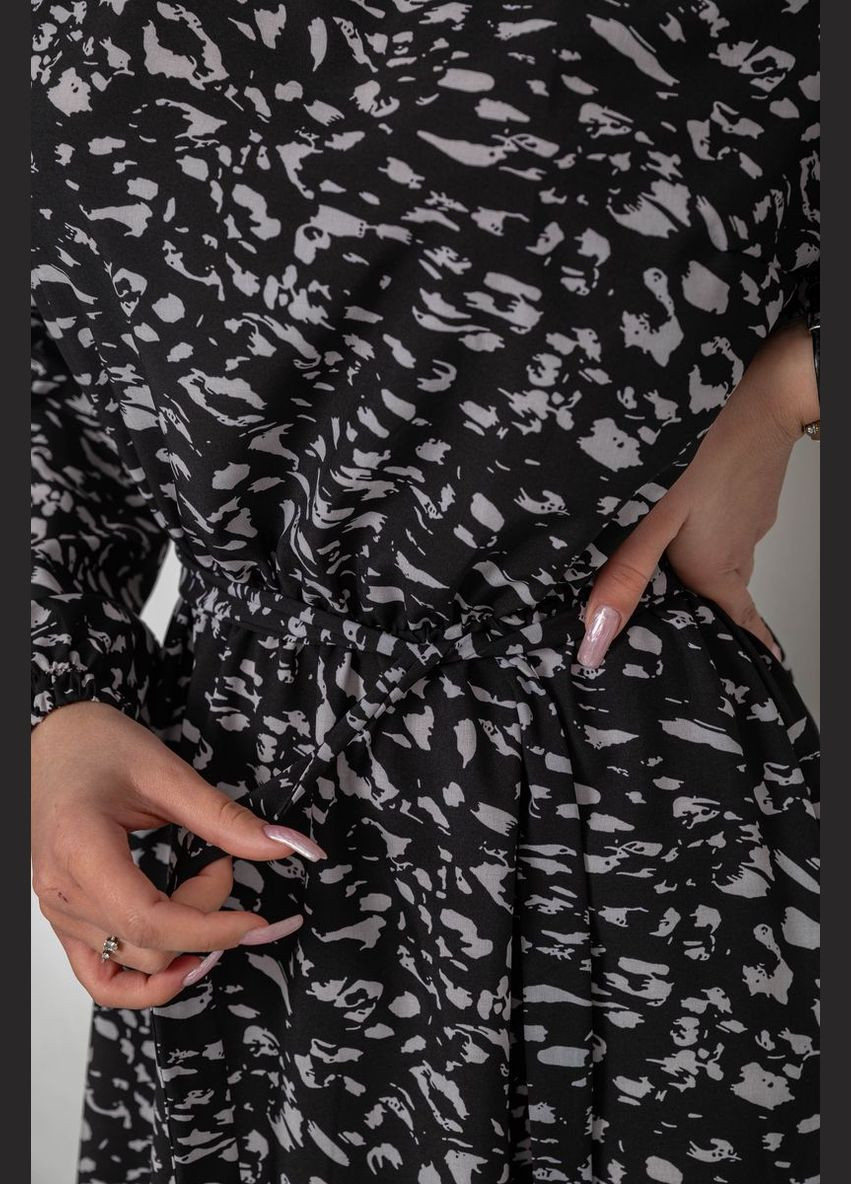 Чорна кежуал сукня з принтом софт Ager