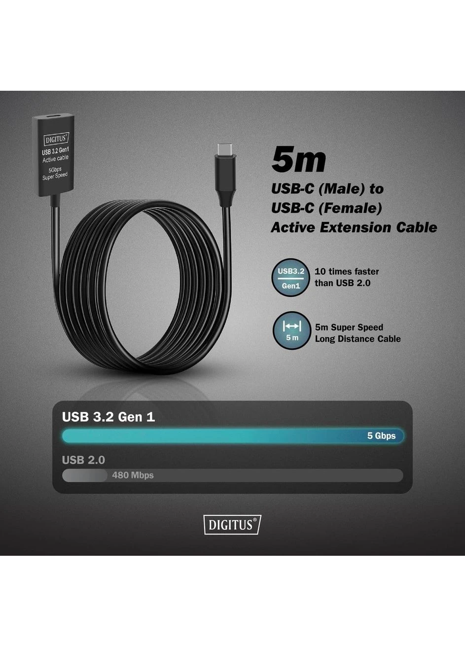 Подовжувач USB 3.2 Gen1 Active Cable 5G, C/M-C/F, 5м, чорний Digitus (385660667)