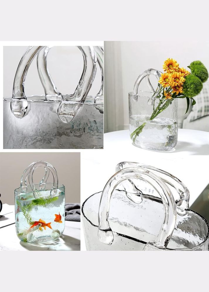 Стеклянная ваза для цветов в форме Сумки 20x11x26 см Bubble Bag, Прозрачная More (299914615)