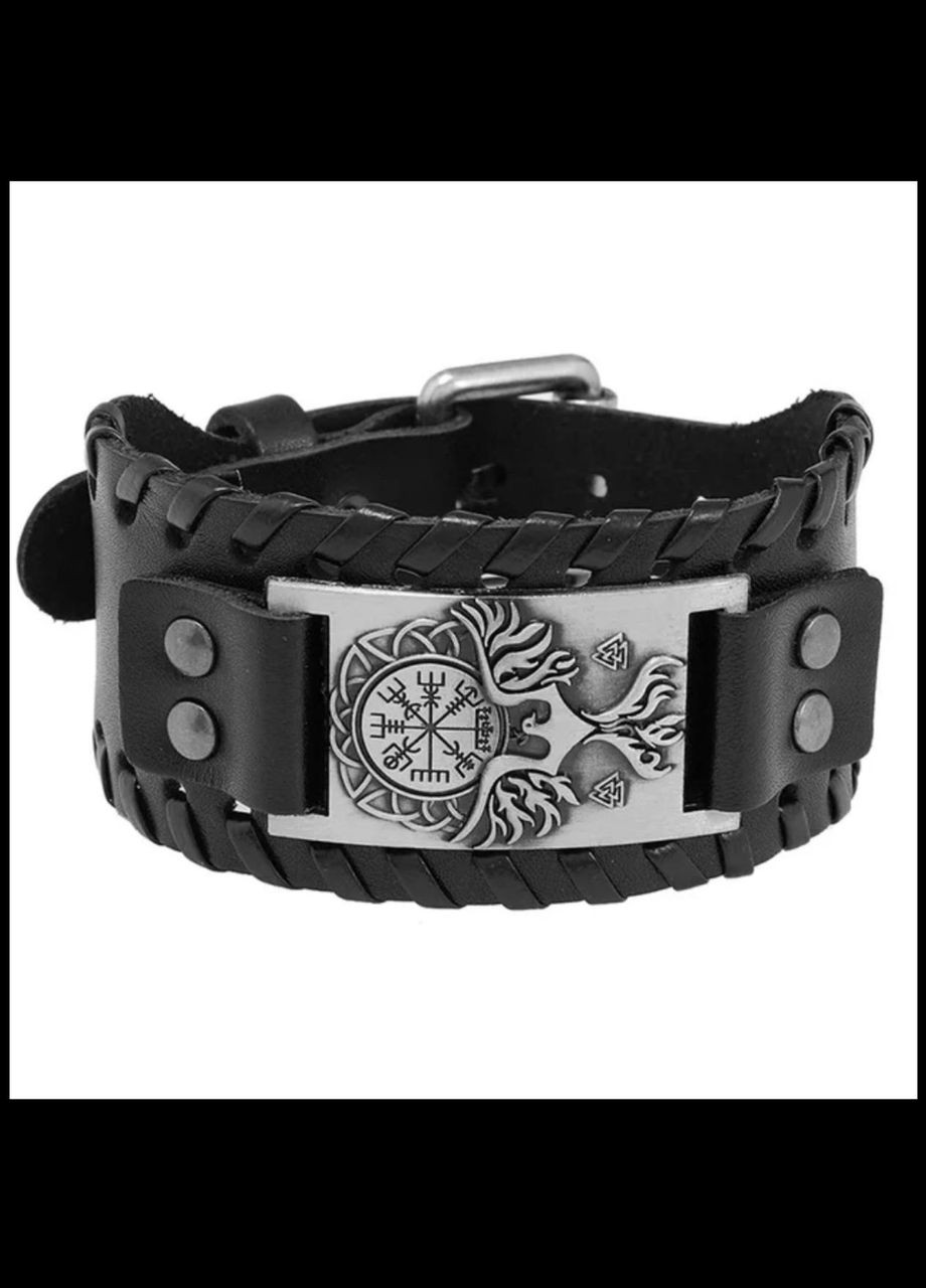 Кожаный браслет Вегвизир шлем ужаса Рунический компас амулет оберег из викингов Vegvisir No Brand (340275769)