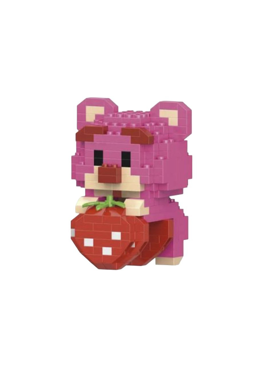 Конструктор Bricks 3D ведмідь Lotso Toy Story з полуницею 6.5 см 210 деталей Рожевий (W2605-03) OEM (329721192)