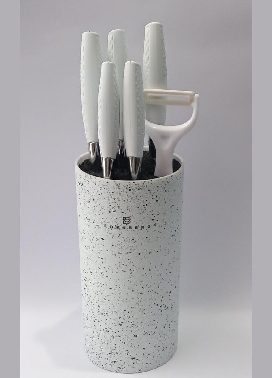 Набор ножей EB5103white с подставкой 7 предметов керамическая овощечистка белый Edenberg (322581933)