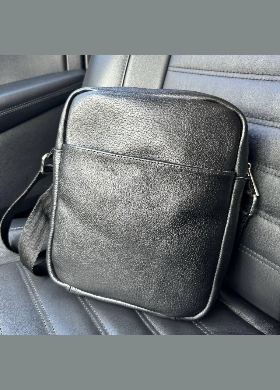 Шкіряна чоловіча сумка-планшетка стиль Армані, чоловіча сумка барсетка Armani натуральна шкіра чорна No Brand (335053709)
