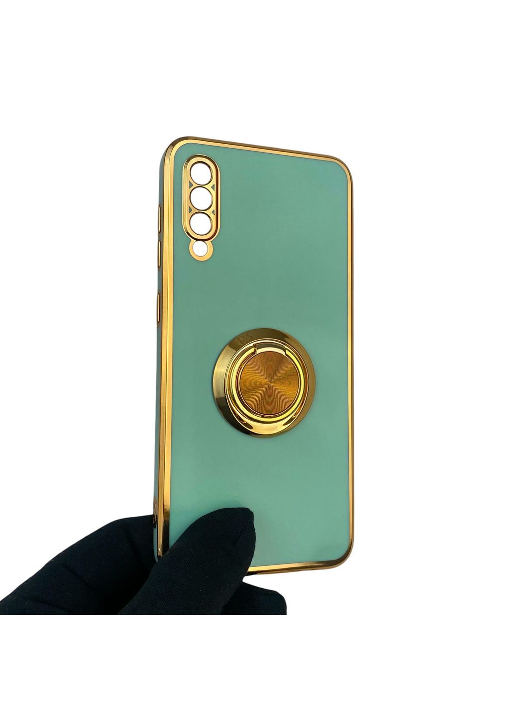 Чехол для Galaxy A50s SM-A507F с кольцом-подставкой с золотой окантовкой на самсунг а50с бирюзовый gs1 Samsung (366232082)