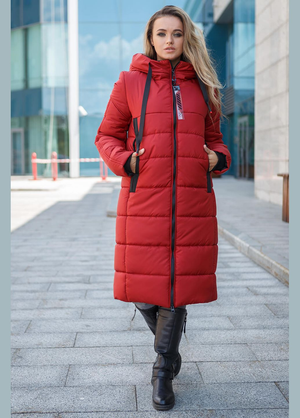 Червоне зимнє Пальто Одрі-П 44 Червоний MioRichi