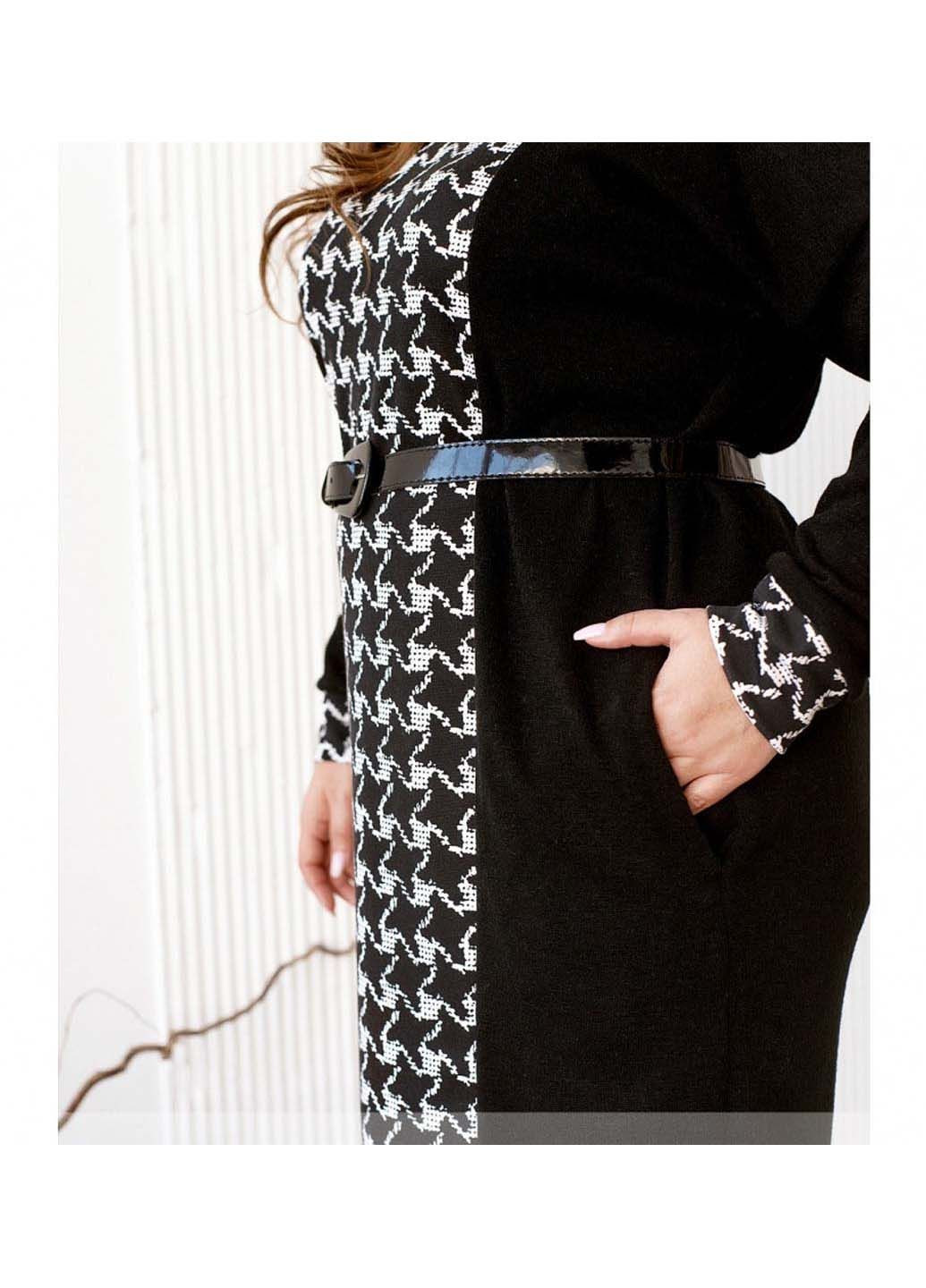 Черно-белое кэжуал платье Sofia с геометрическим узором