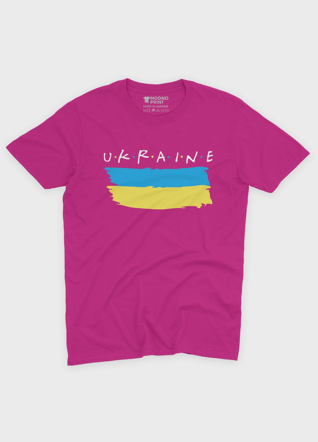Розовая демисезонная футболка для мальчика с патриотическим принтом ukraine (ts001-4-fuxj-005-1-090-b) Modno