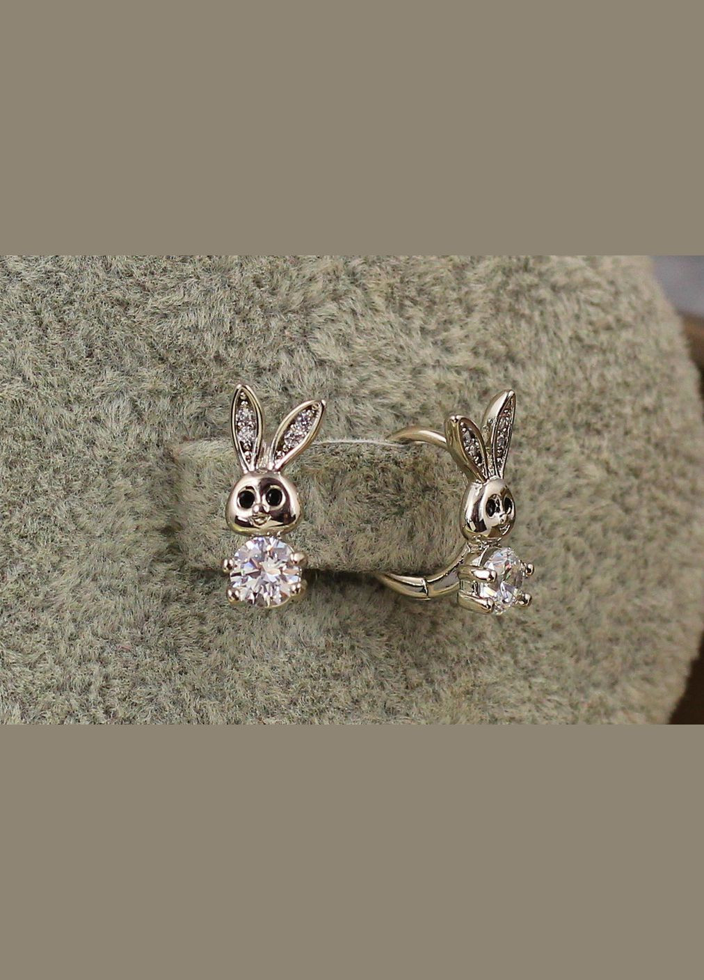 Сережки дитячі зайчики із білими фіанітами 10 мм сріблясті Xuping Jewelry (316434181)