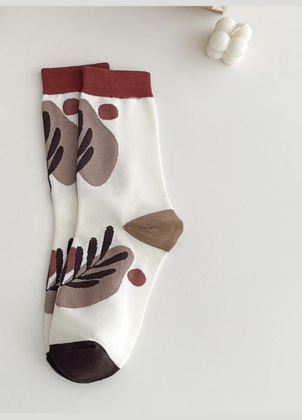 Комбинированные носки женские, высокие с рисунком, хлопковые 35–40р. набор 5 шт, разноцветные (336386207)