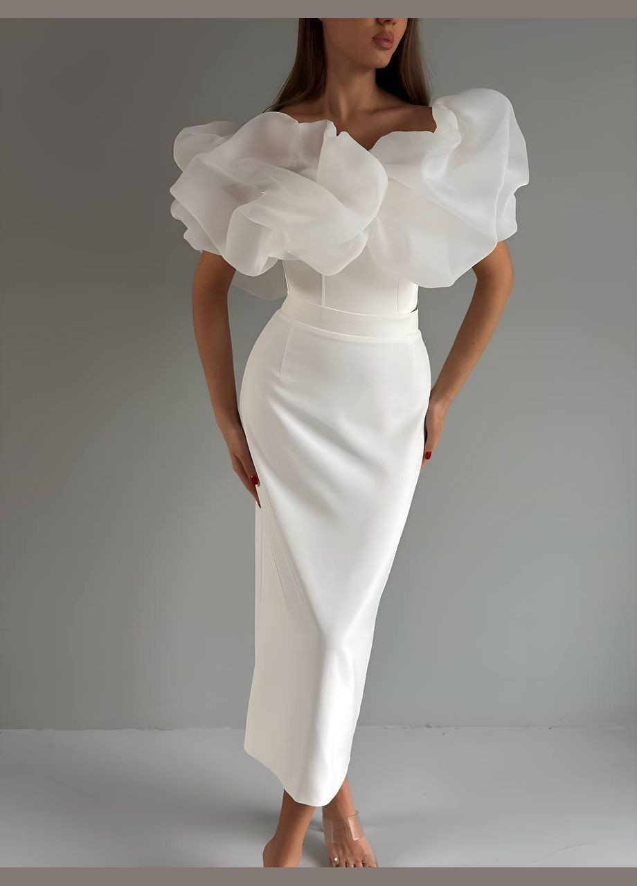 Жіноча спідниця міді прямого крою з високим розрізом MonCher (335813619)