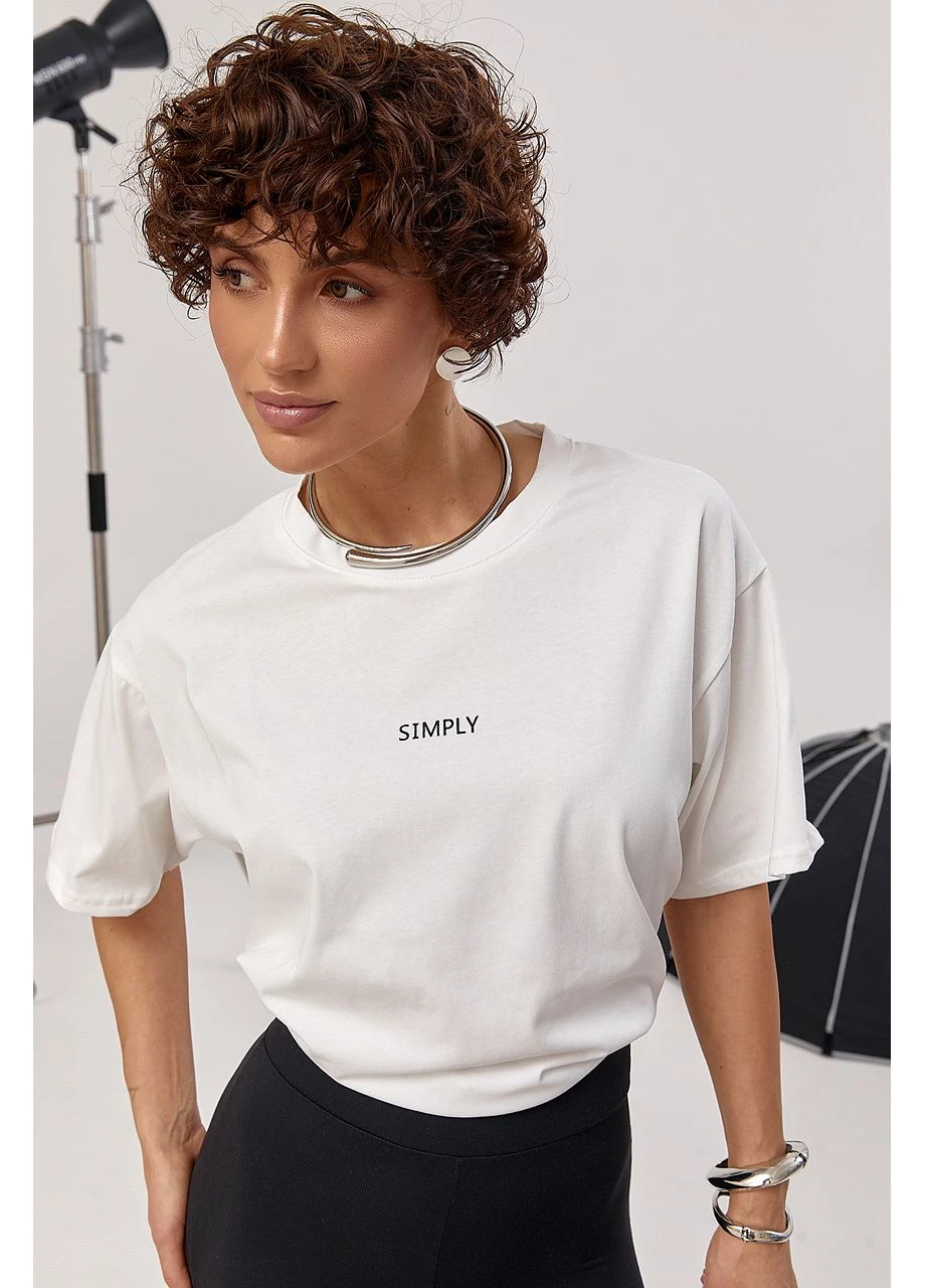 Оверсайз футболка із написом,, ONE SIZE No Brand - (399770370)