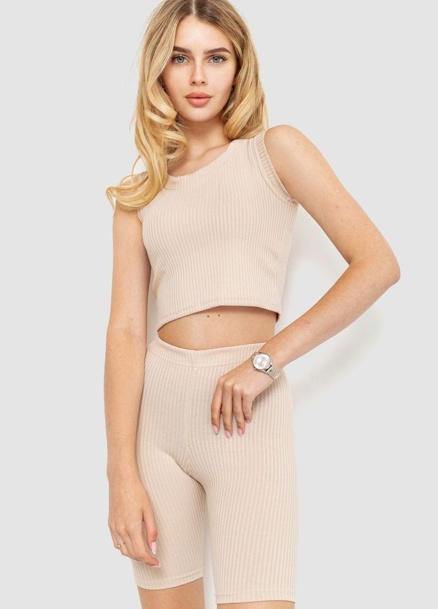 Костюм женский в рубчик повседневный темно-бежевый размер M (sku_214R700) Ager (316319447)