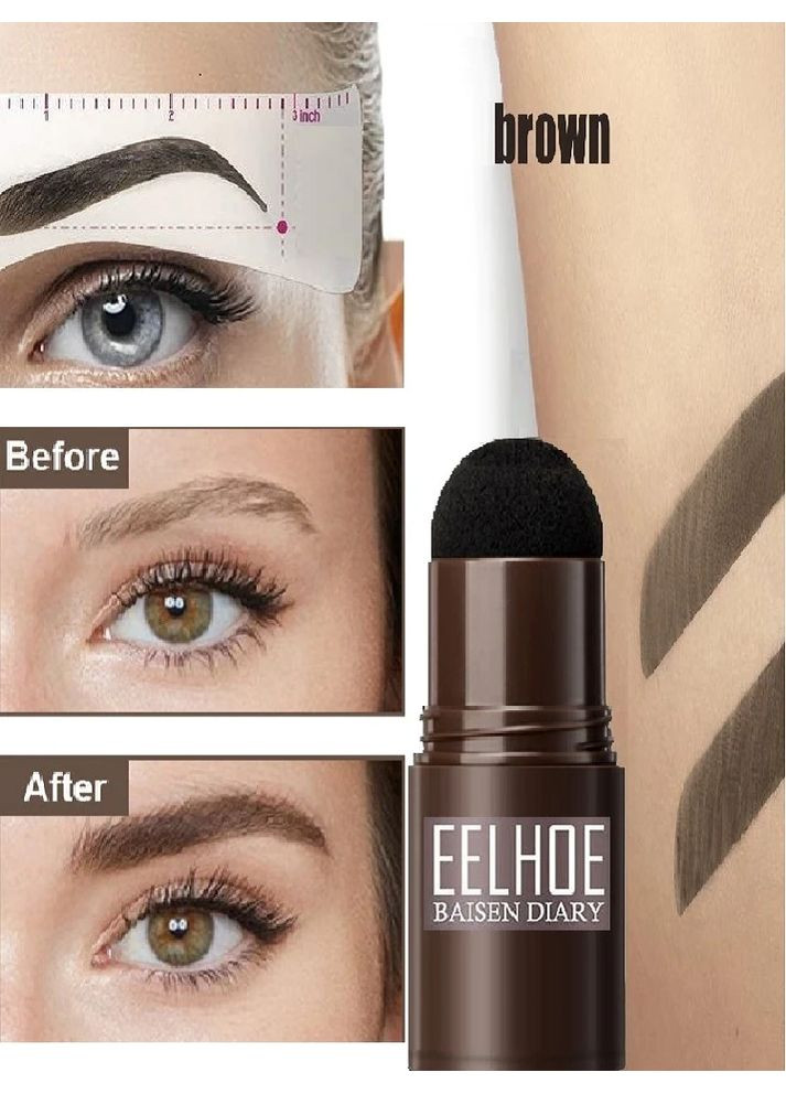 Оригінал! Макіяж брів Штамп пудра крем + 10 трафаретів форм Мікроблейдинг Пудровий татуаж Темно-коричневий Magnetic Lashes (366668531)