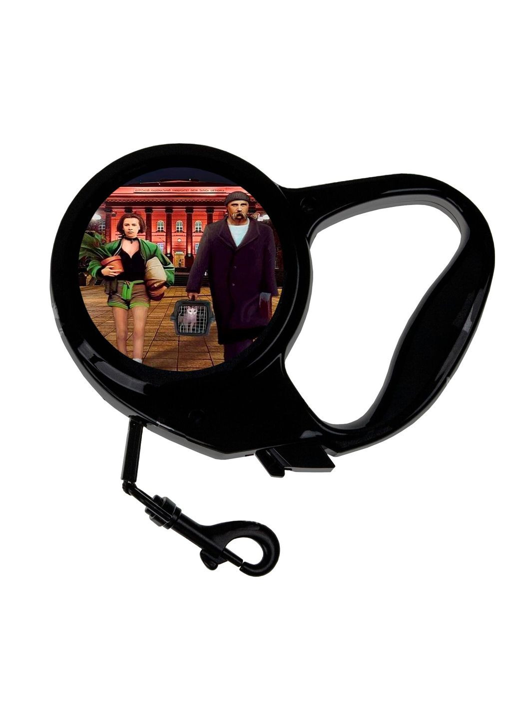 Повідець-рулетка для тварин із принтом шевченко та українка 3 м чорний No Brand (309152315)