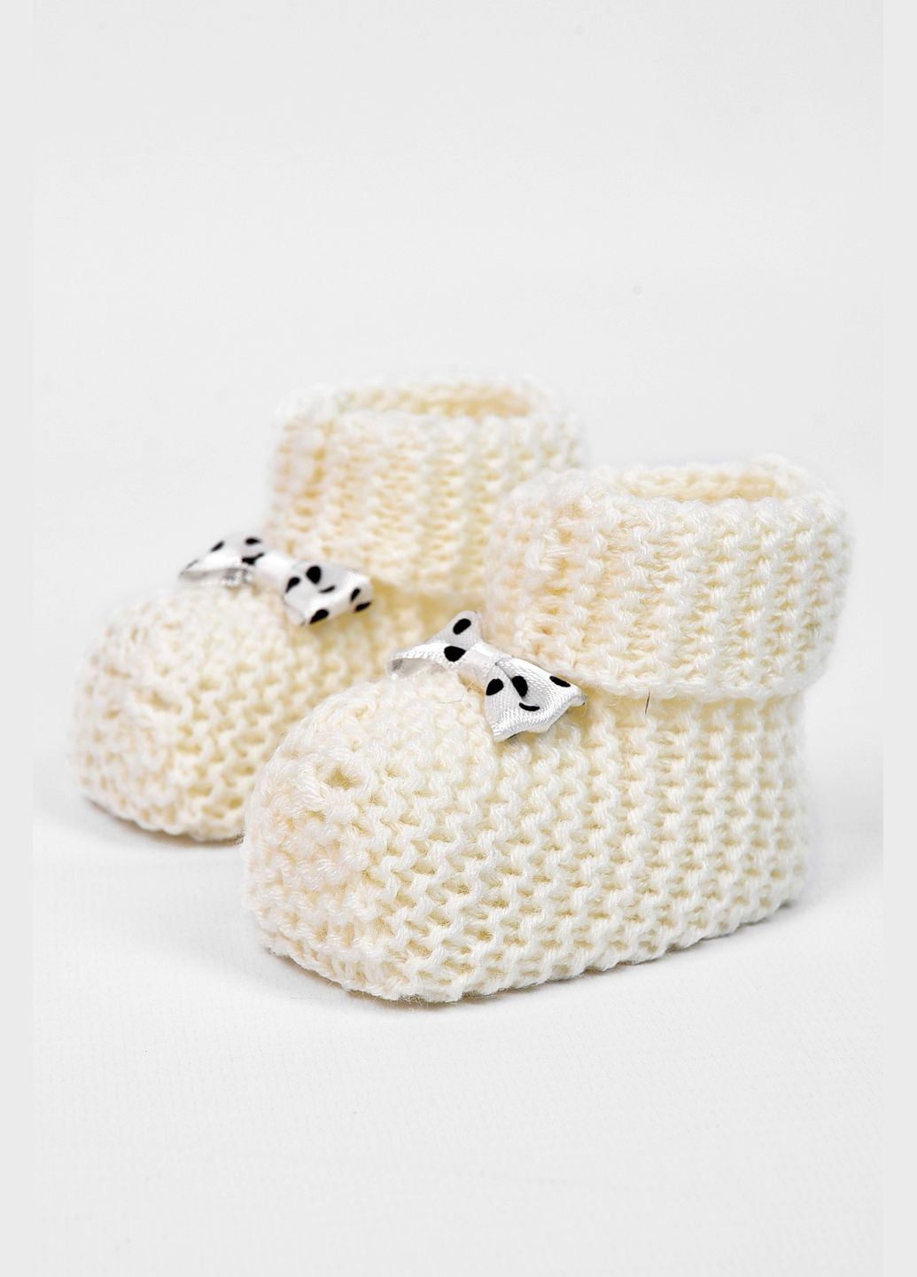 Молочные пинетки детские для девочки вязаные молочного цвета Let's Shop