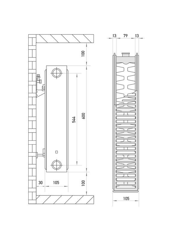 Стальной радиатор 22 x 600 x 700 (боковое подключение) (EP6164) EUROPRODUCT (342373825)
