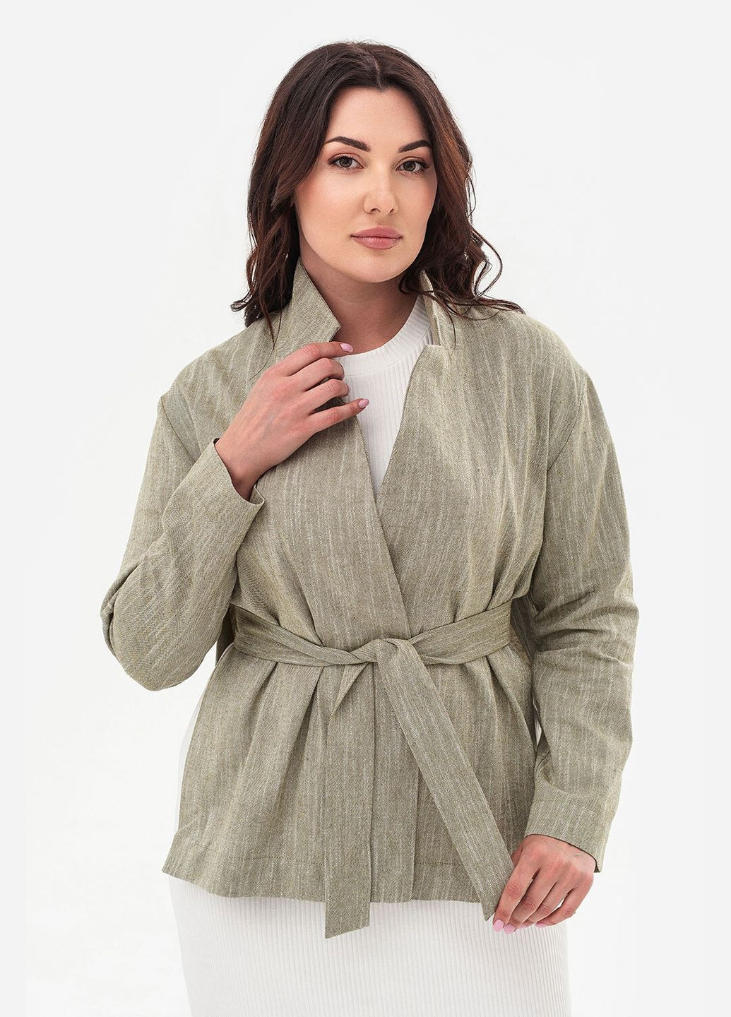 Зеленый женский жакет un зеленый Garne однотонный - демисезонный