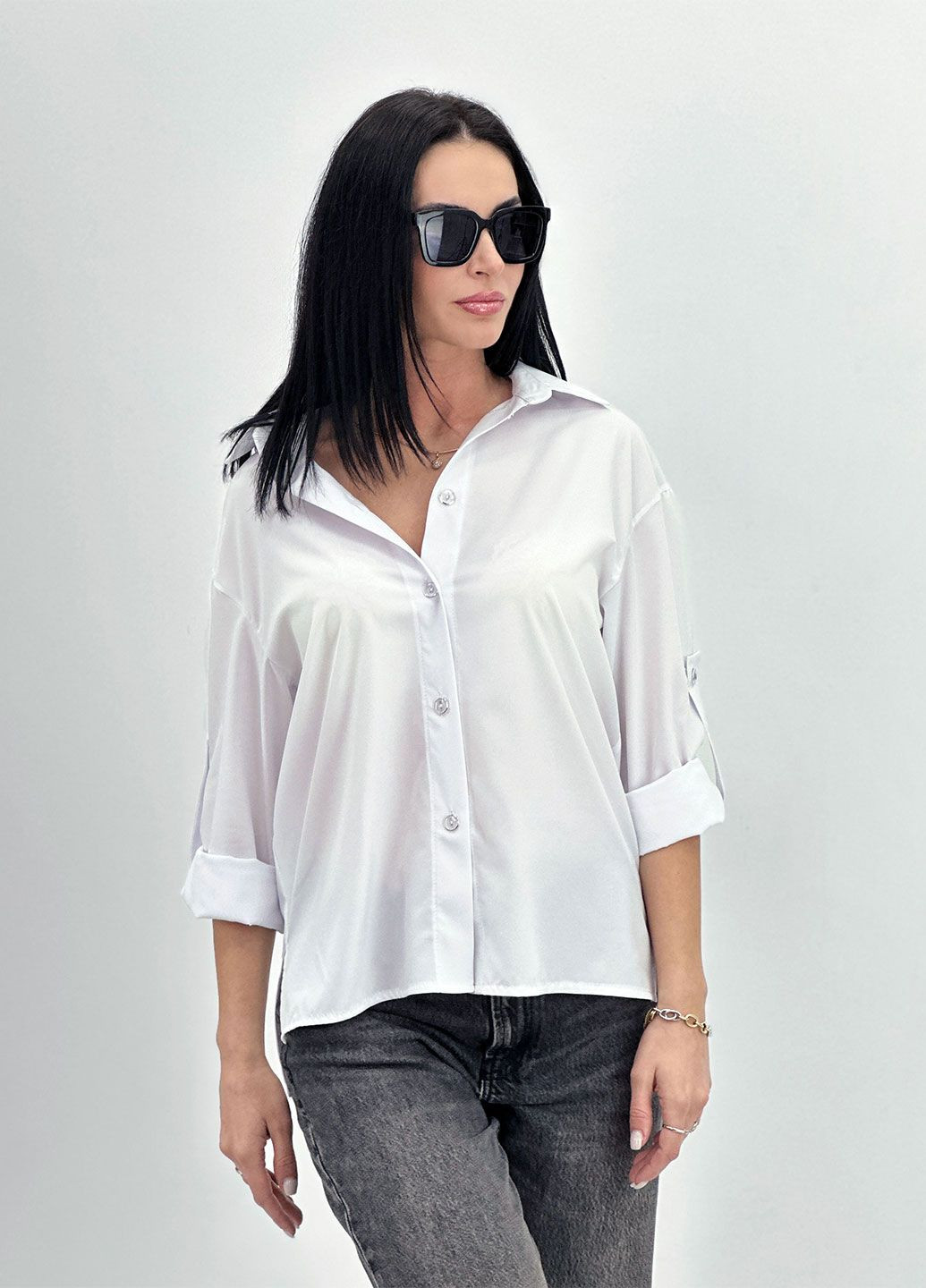 Белая демисезонная базовая женская рубашка Fashion Girl Eden