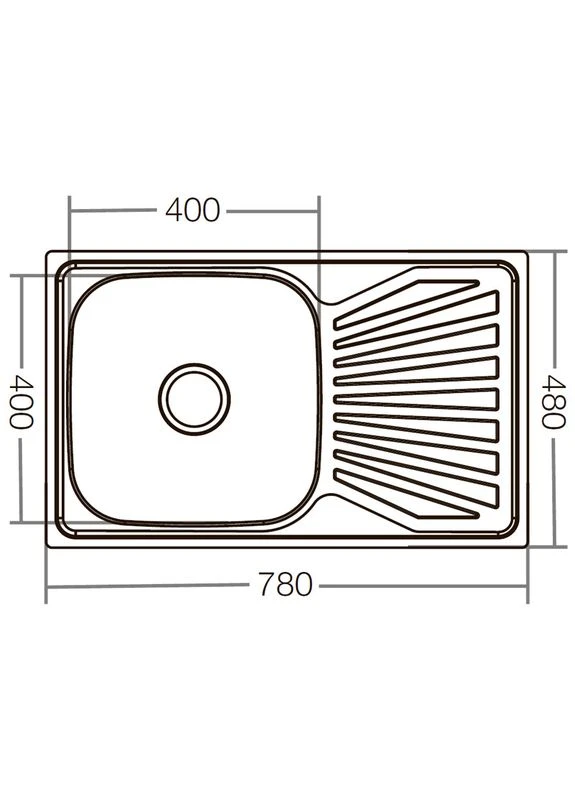 Мойка кухонная Z7848-08-180D (decor) (ZX1605), стальная, прямоугольная, 1 чаша, 780 мм, толщина 0,80 мм Zerix (399015256)