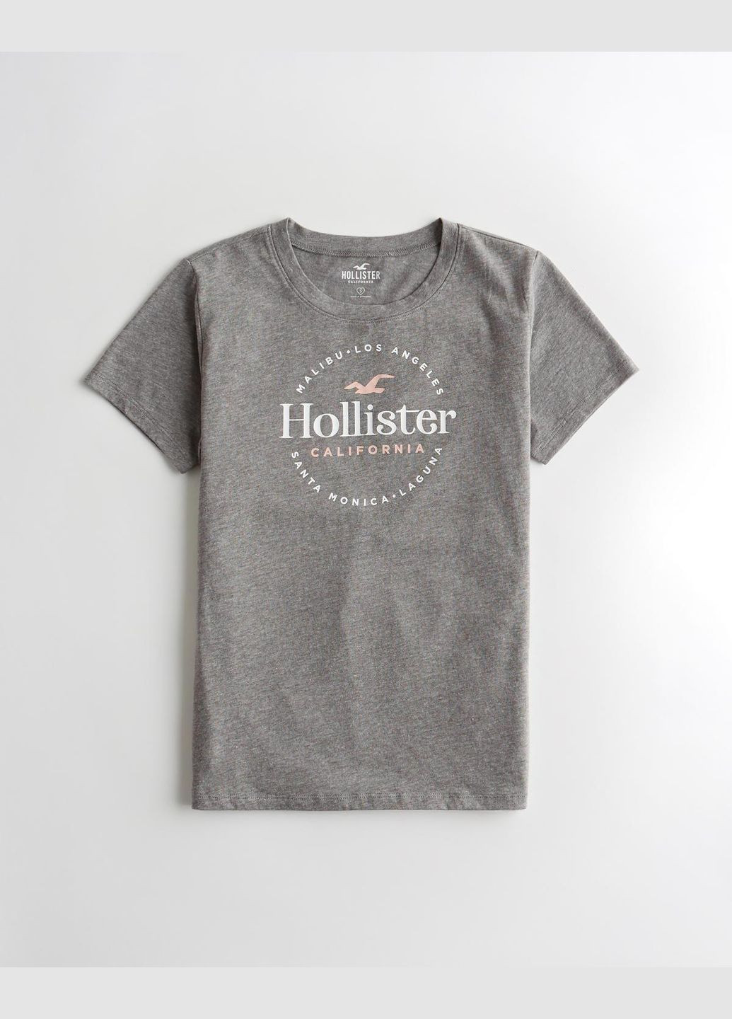 Серая летняя серая футболка - женская футболка hc7584w Hollister