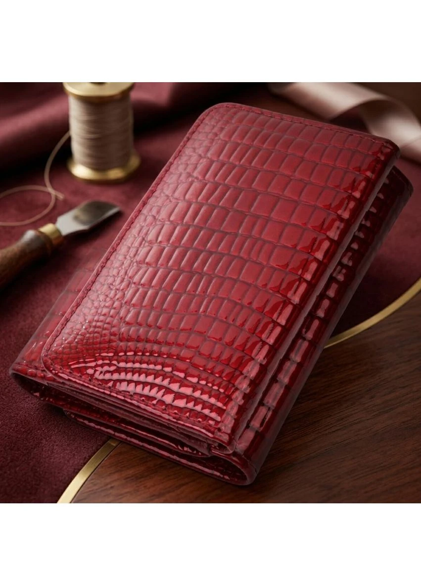 Стильный женский фактурный кошелек из натуральной кожи ST Leather Красный Верховинка 22731 (398293816)
