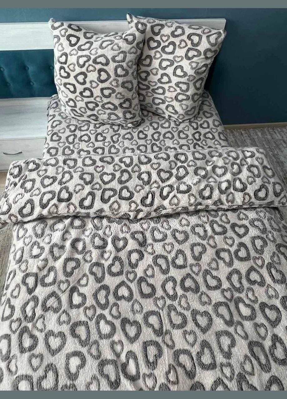 Постельное гипоаллергенное белье с сердечками Двуспальная 175х200 наволочки 2х 70х70 (П4Кflis-005-02) No Brand (308755128)