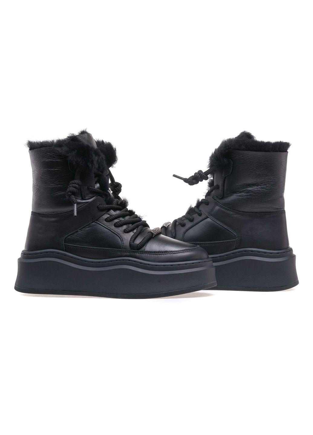 Зимние ботинки женские am20859m-8-1/black leather Arees Meniwa