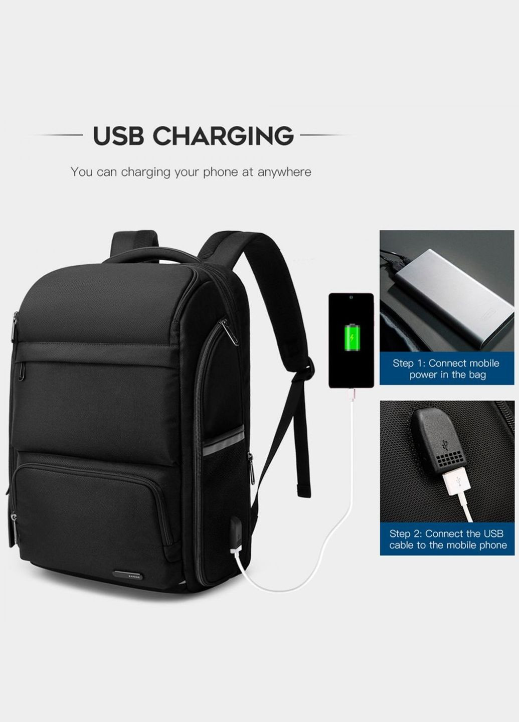 Рюкзак () 17" с USB Bange BGS7309 Black (366288910)