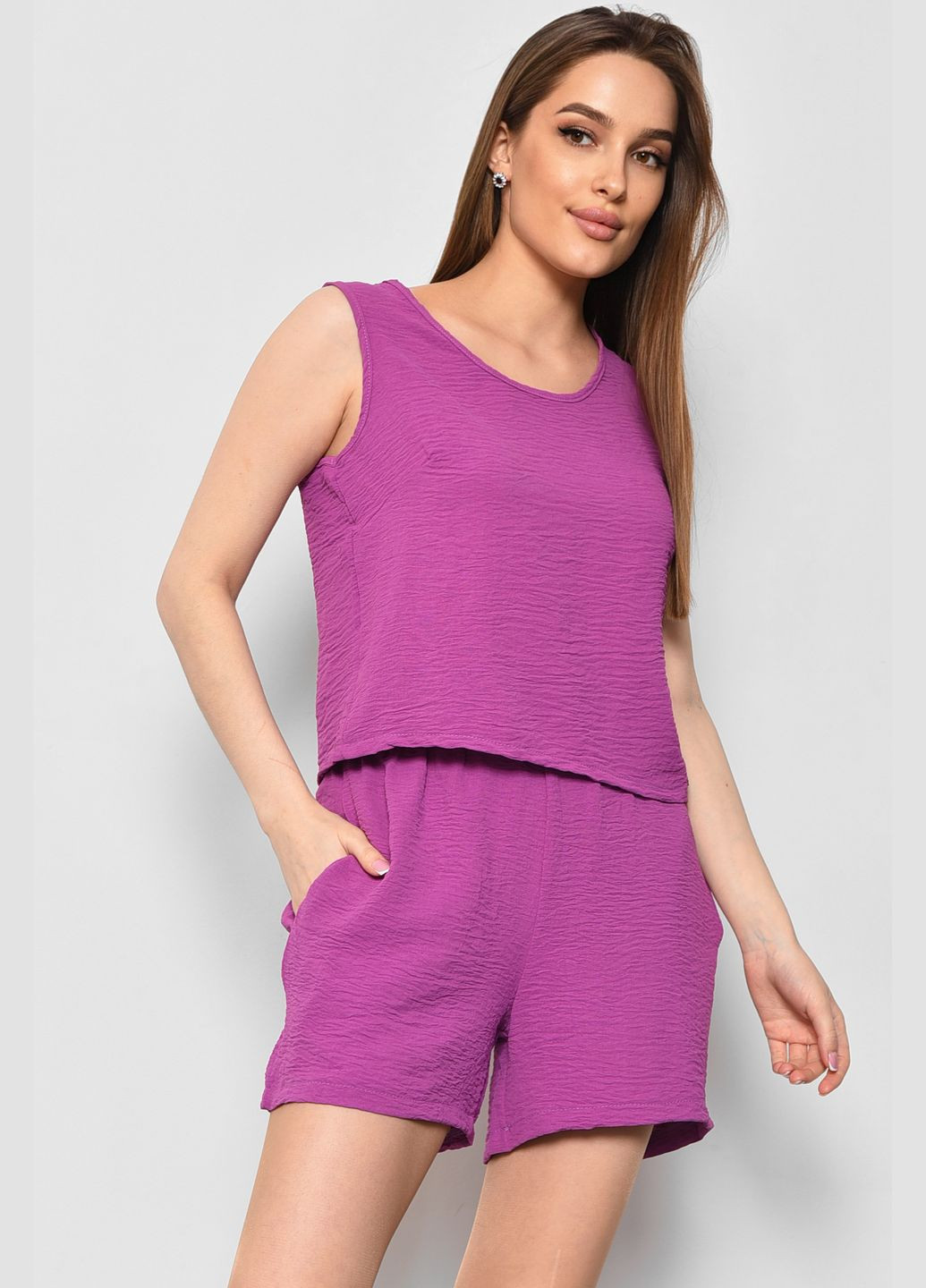 Костюм жіночий літній фіолетового кольору Let's Shop (289719214)