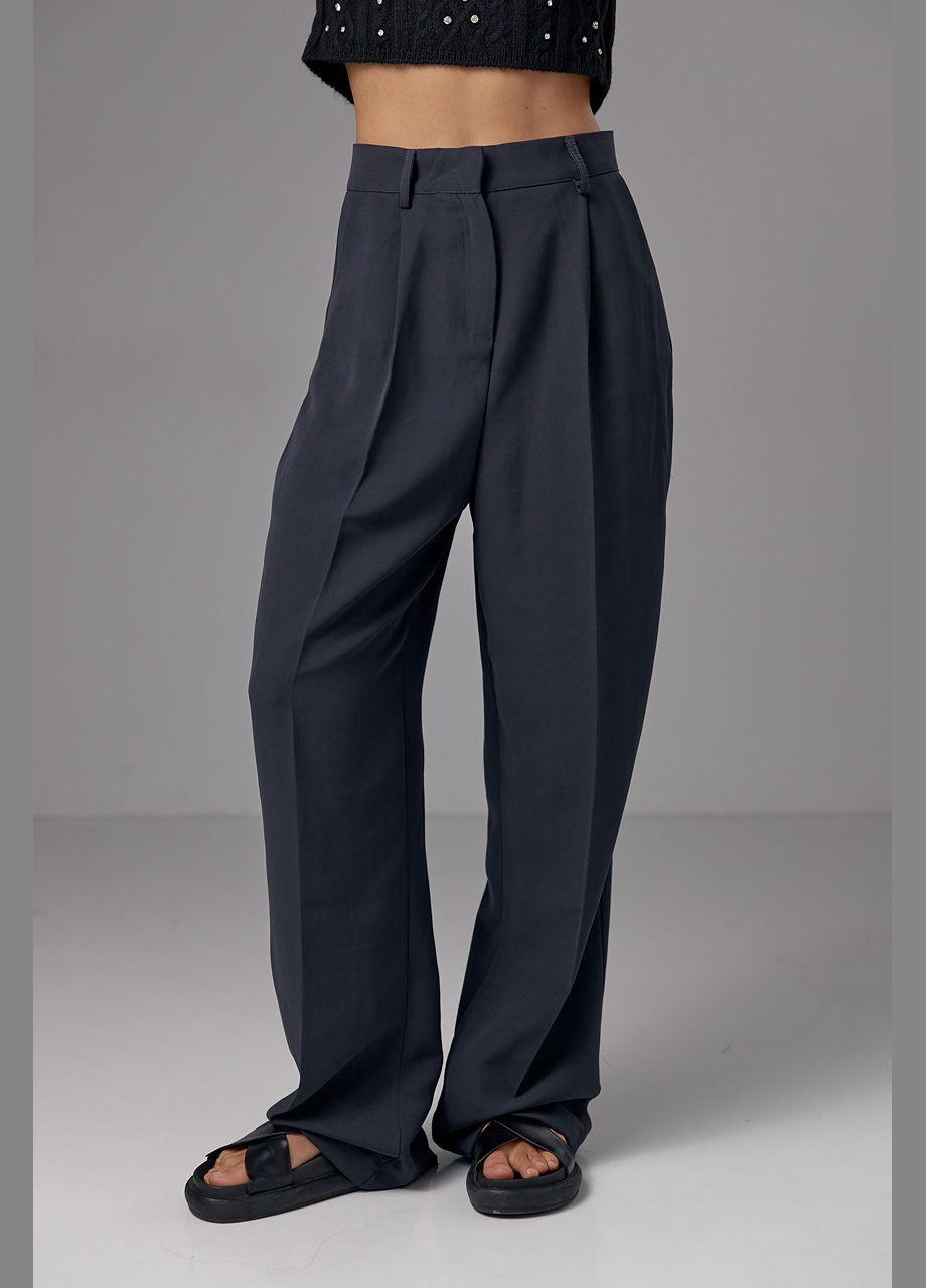 Классические брюки со стрелками прямого кроя - темно-серый Lurex (282957584)