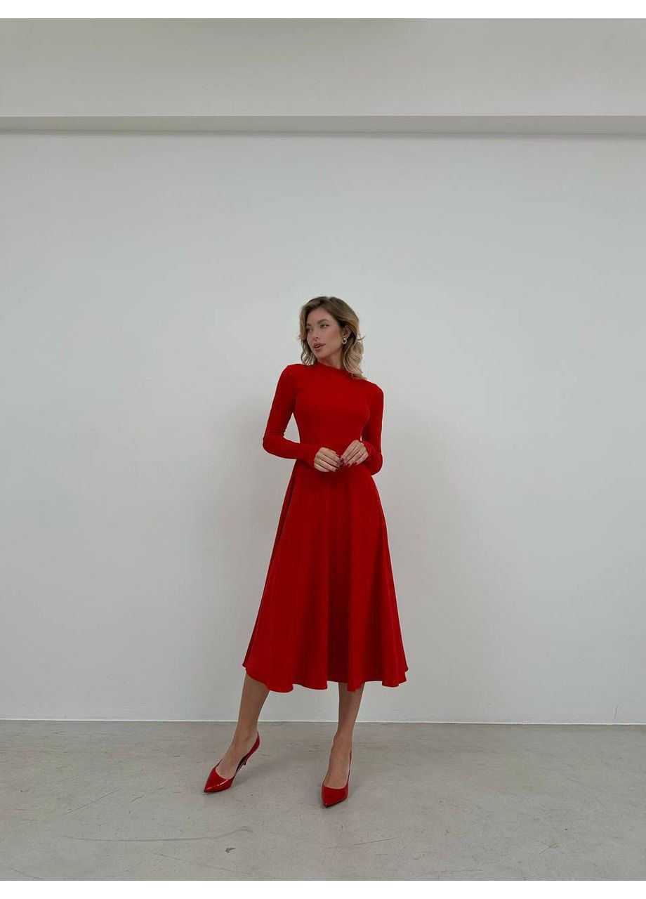Красное вечернее платье из микродайвинга • изящное и яркое • замеры в описании DK/DL Мода без кордонів однотонное