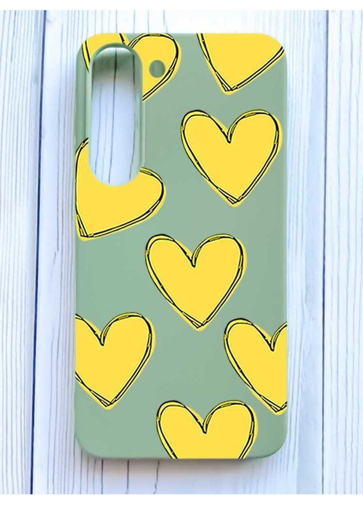 Матовый чехол на Samsung Galaxy S23 Сердечка желтые (принт 259) Creative (355409712)