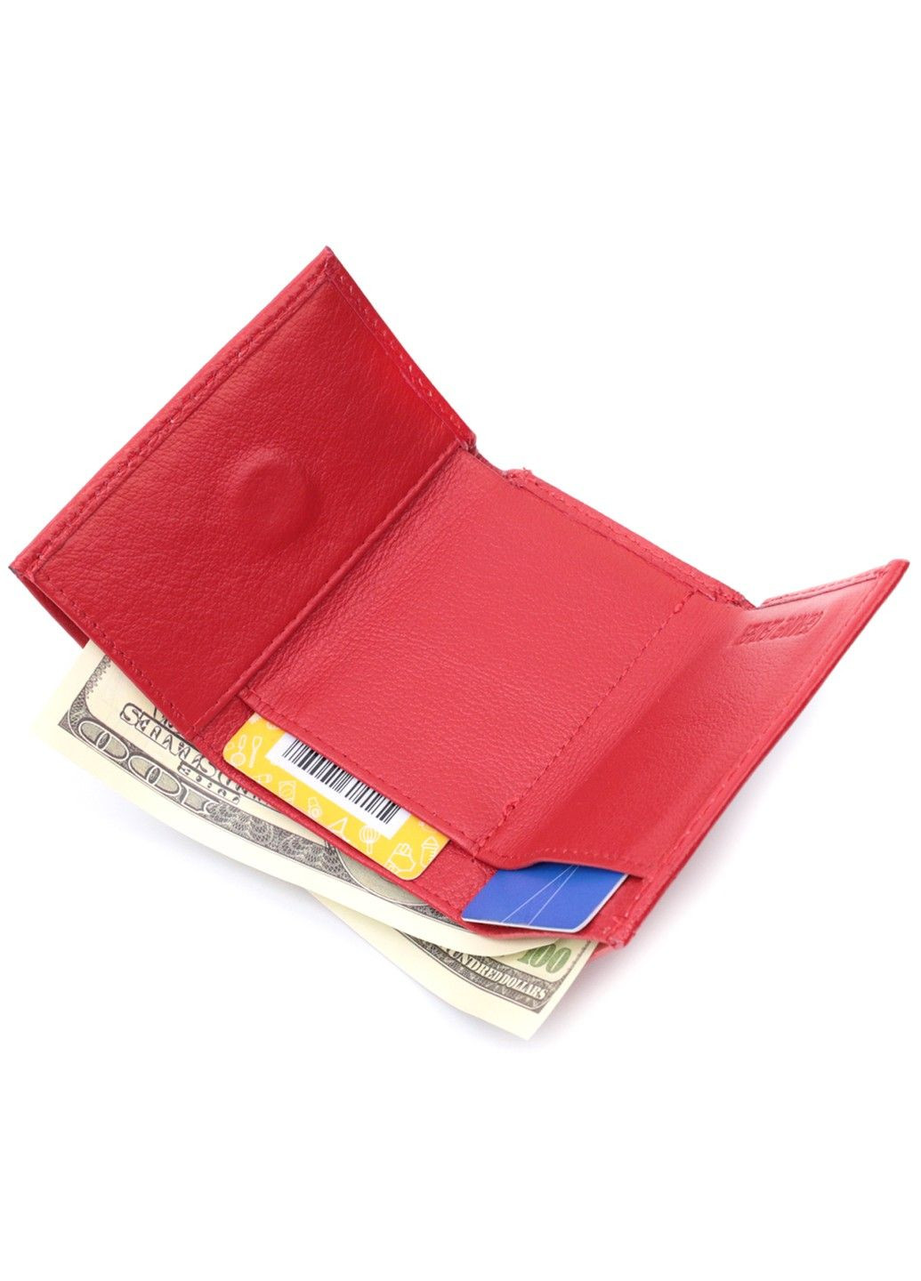 Маленький удобный кошелек с монетницей из натуральной кожи 22741 Красный st leather (298111883)