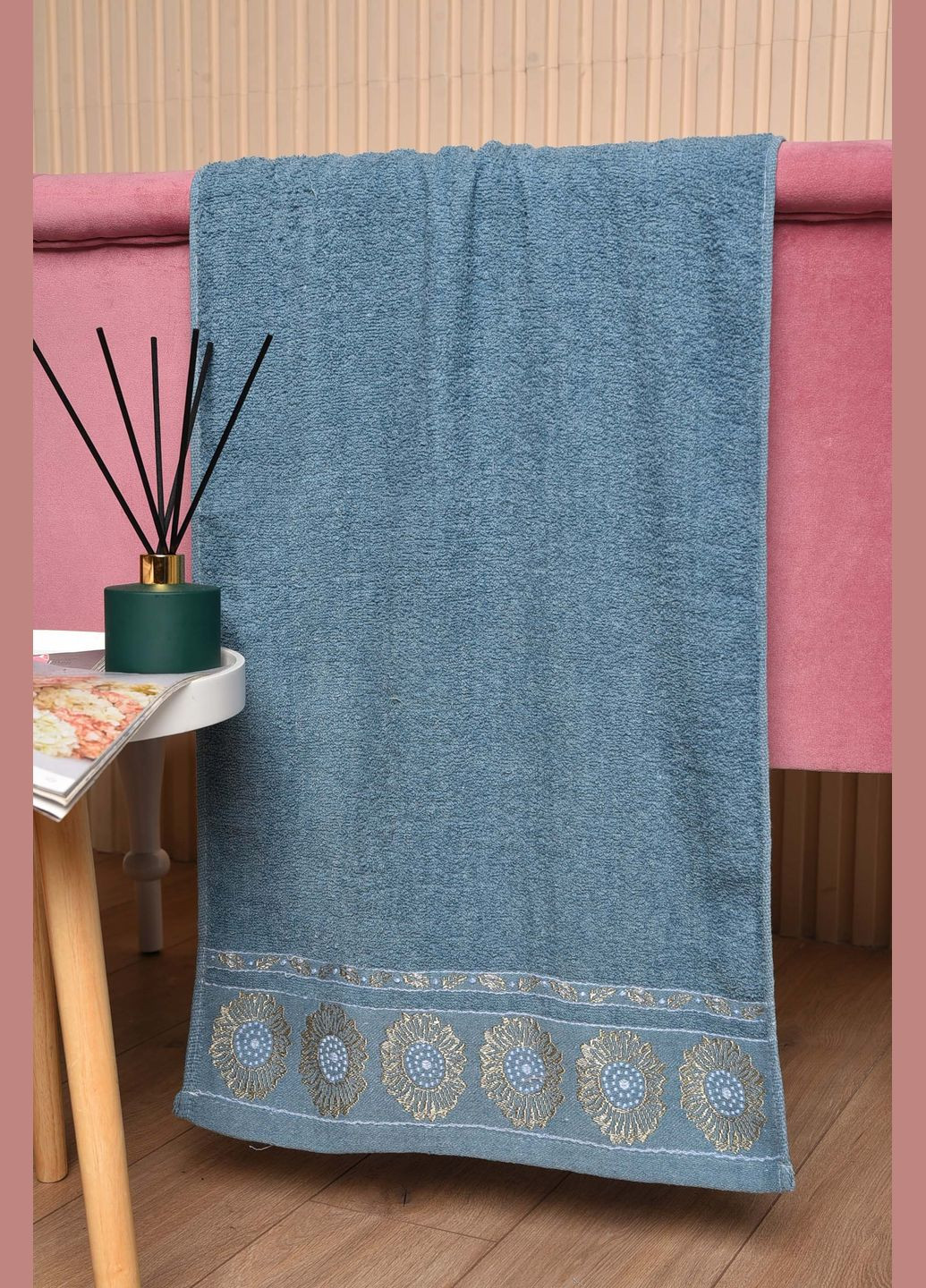 Рушник для обличчя махровий блакитного кольору Let's Shop однотонний блакитний