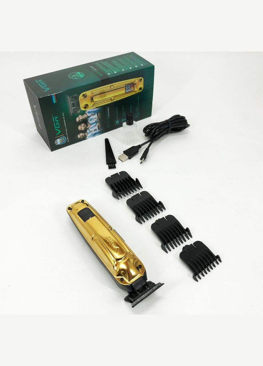 Акумуляторна машинка V-904 для стрижки волосся, машинка з дисплеєм та змінними насадками VGR (364664571)