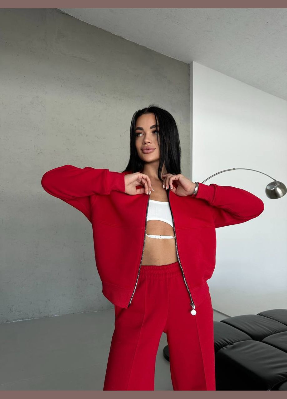Женский теплый качественный спортивный костюм: кофта бомбер на молнии и брюки палаццо со стрелками с утеплением No Brand (316094569)