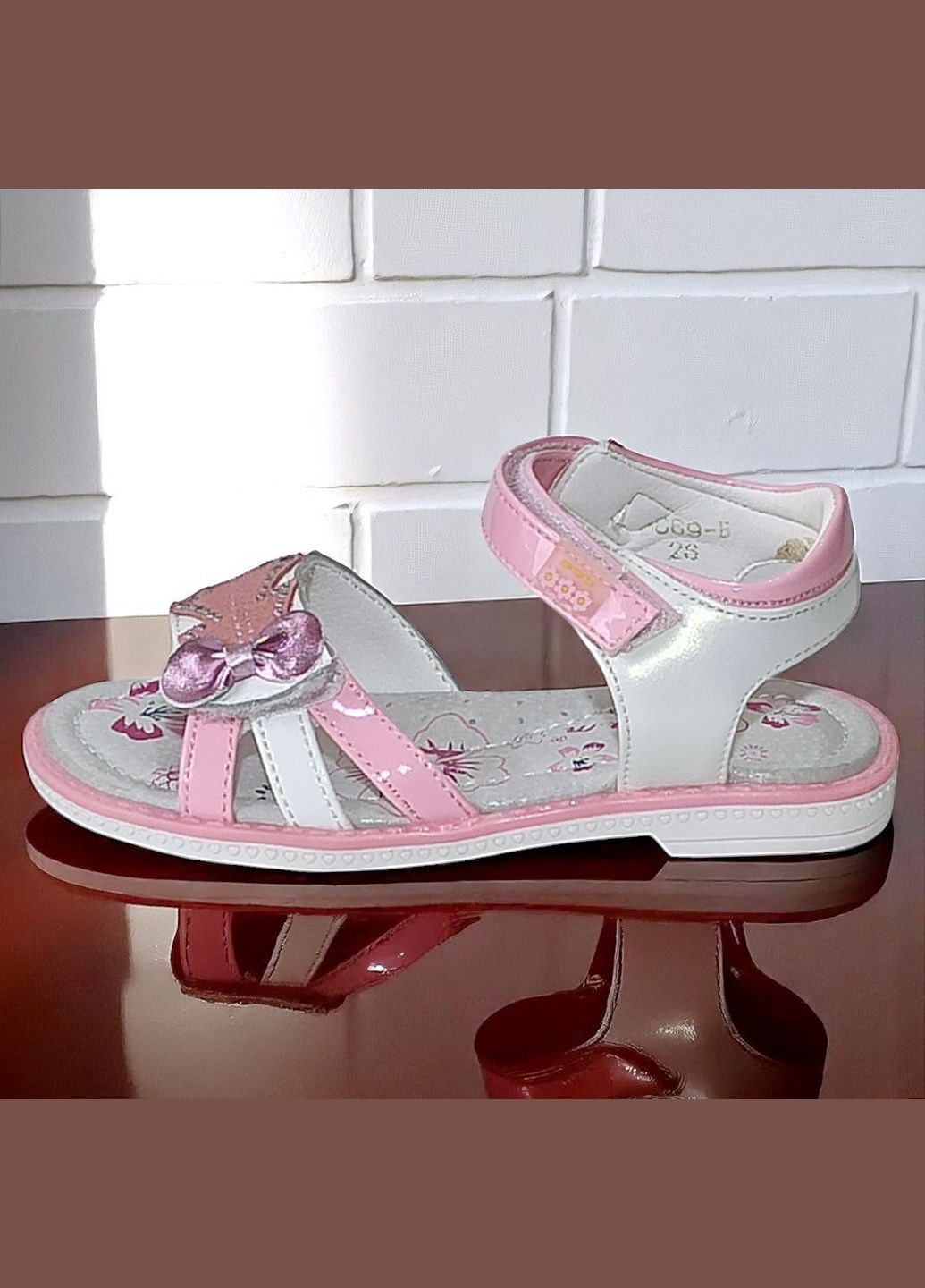 Белые повседневные, праздничные открытые босоножки на липучках сандалии для девочки том м Tom.M на липучке