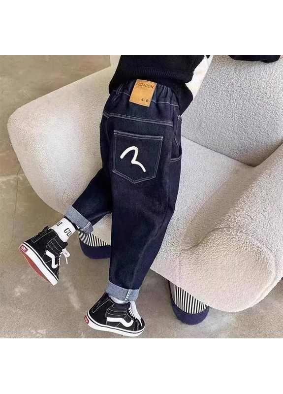 Темно-синие широкие джинсы для мальчика, стиль оверсайз. China