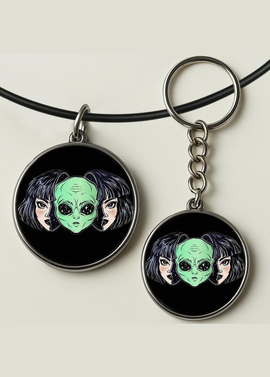 Набор подвеска (кулон) и брелок Инопланетянин #03 (подарочный набор) No Brand (332633940)