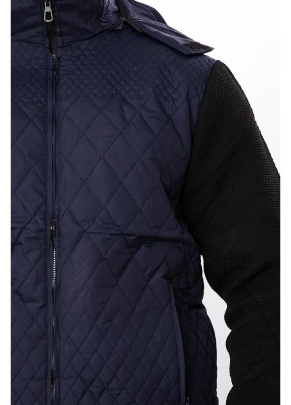 Темно-синяя демисезонная демисезонная мужская куртка с отстегивающимся капюшоном и карманами (p-18178) Носи своє