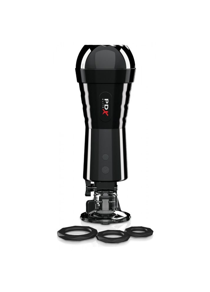 Мастурбатор-вагіна з вібрацією PDX Elite на присосці, в чорній колбі Pipedream (303890724)