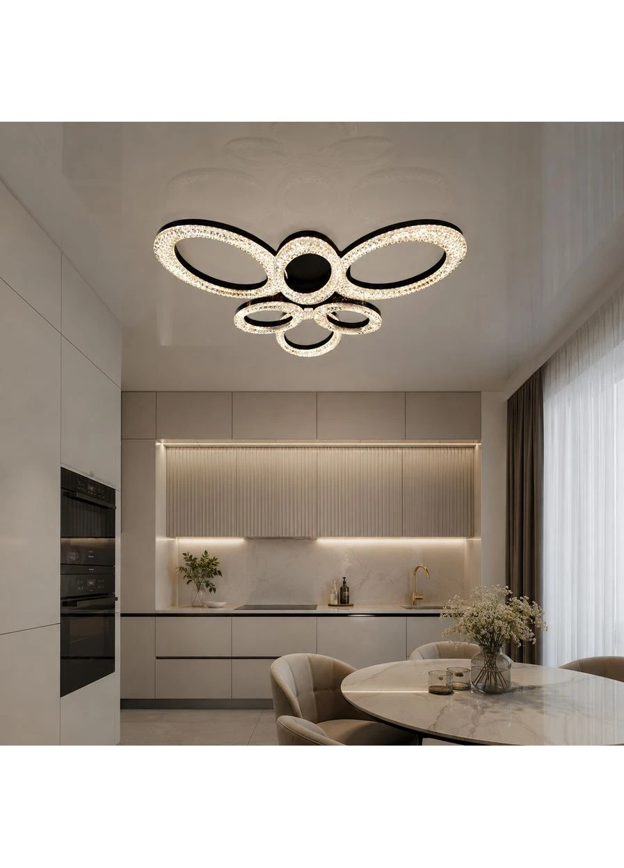 Люстра стельова LED 6 кілець чорна No Brand (398902225)