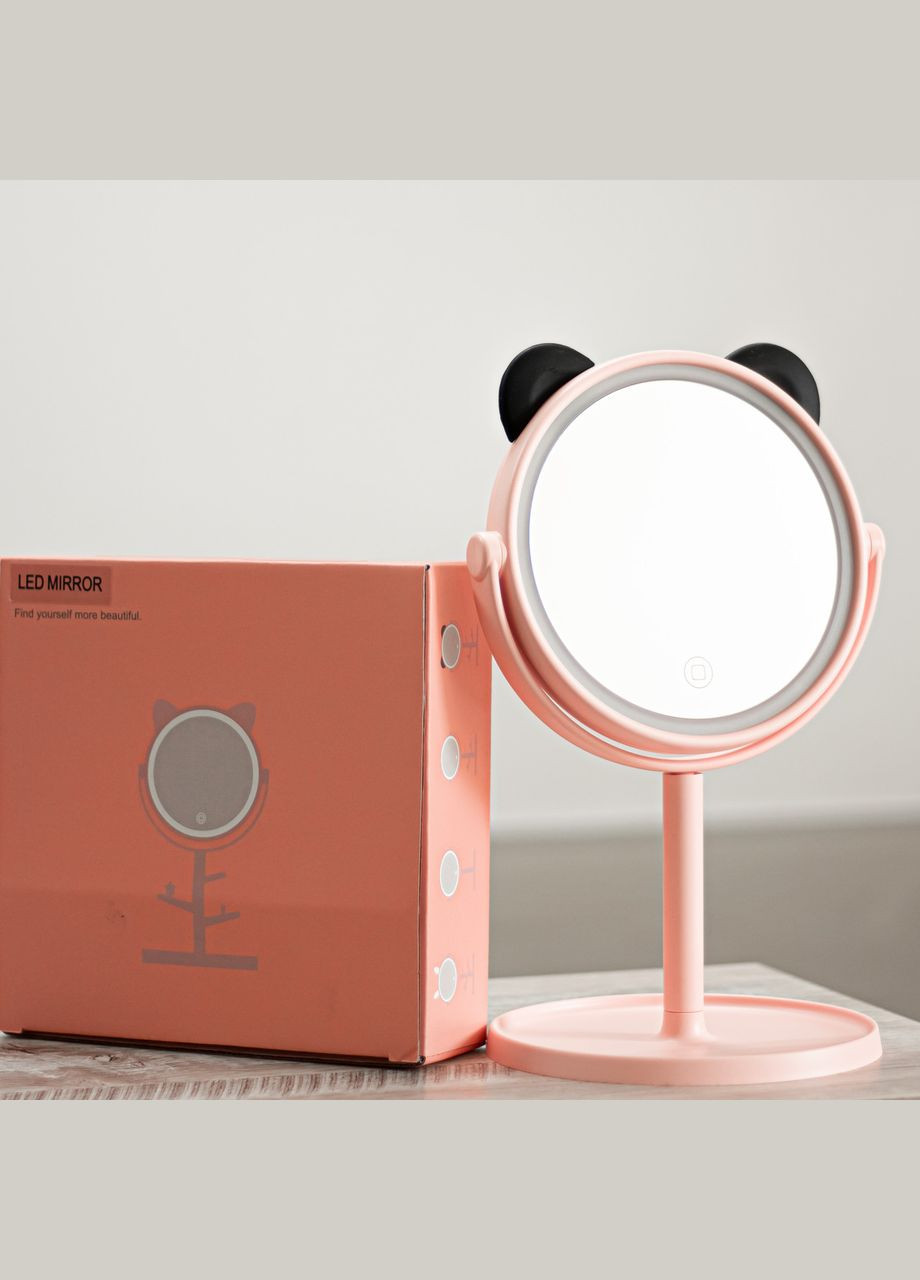 Дзеркало косметичне на підставці з LED підсвічуванням (LMR-4481) Рожеве La Rosa (322775477)