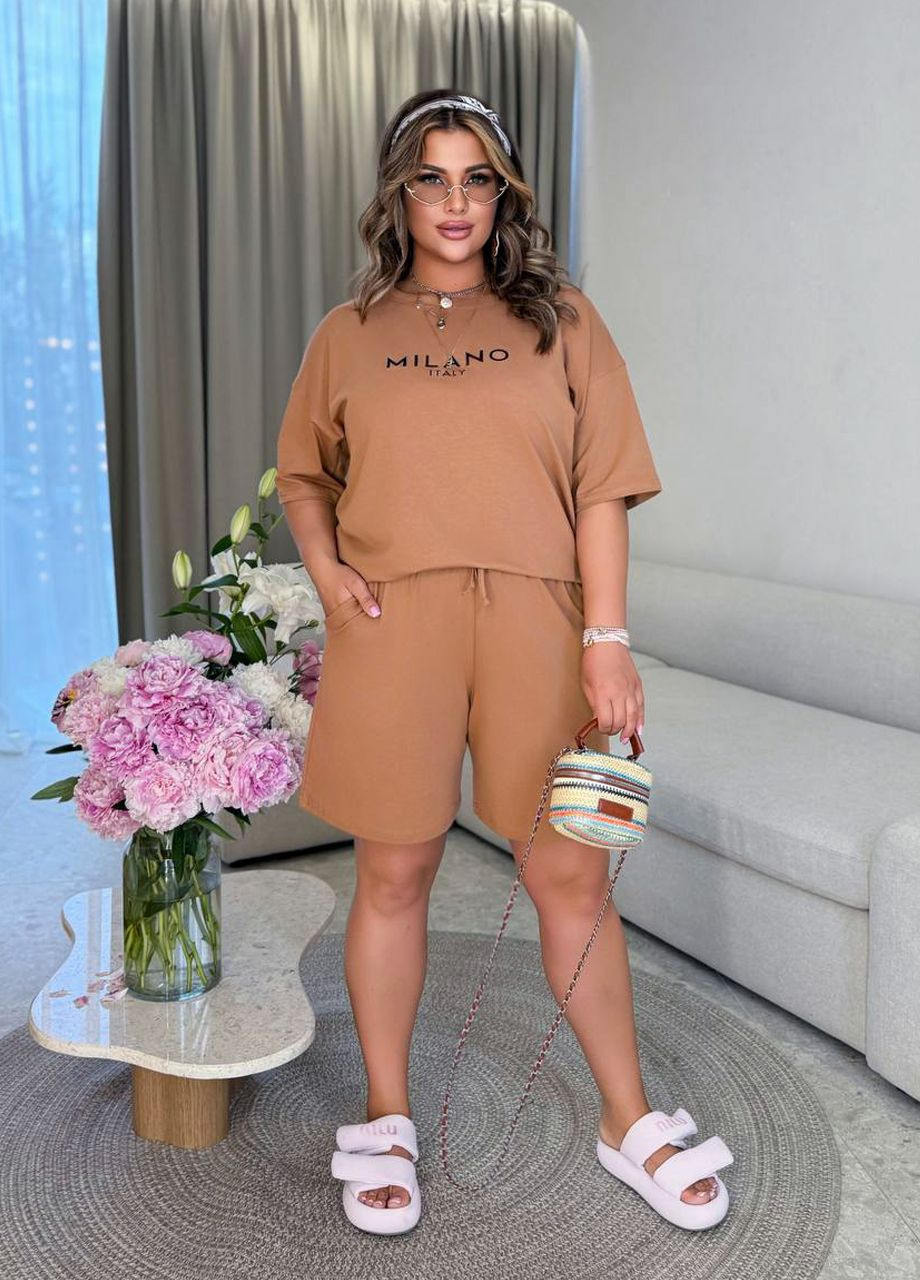 Повсякденний жіночий трикотажний костюм із шортами та футболкою Modena (338255563)