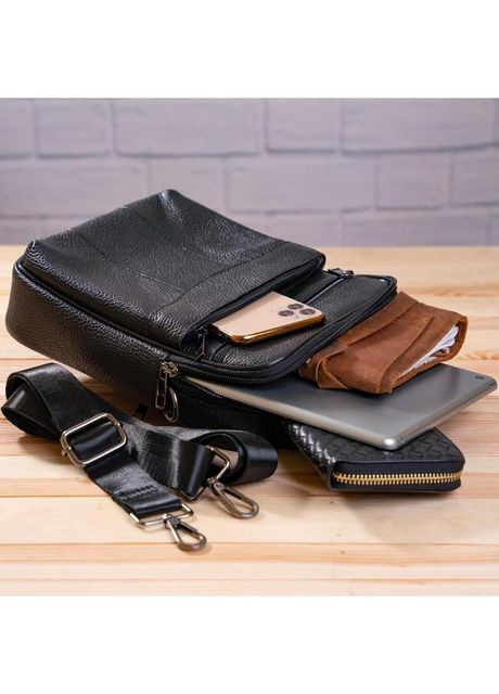 Сумка планшет через плечо мужская из натуральной кожи маленькая Черный 36456 Vintage (361348719)