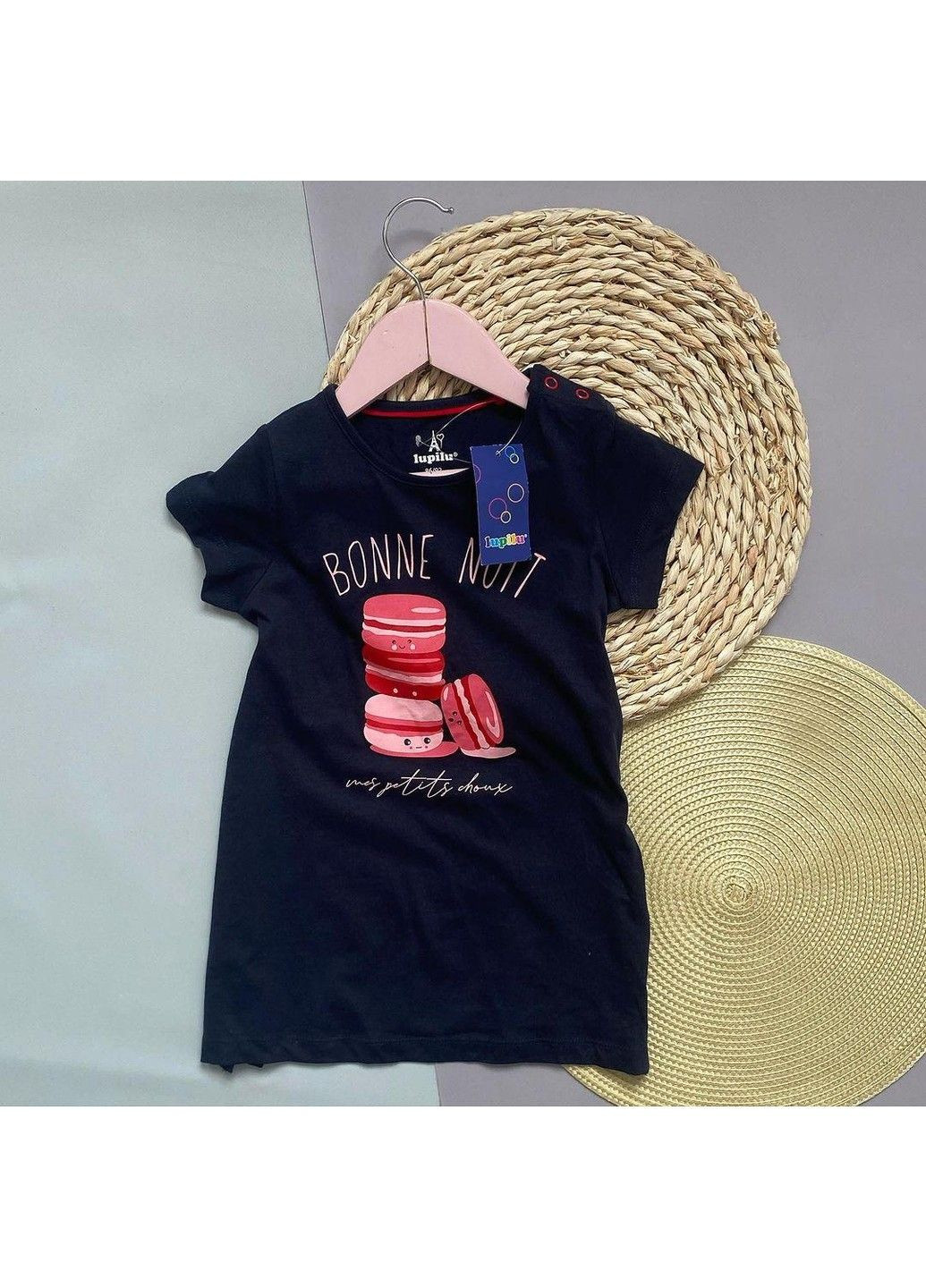 Синее платье детское на девочку летнее прямого кроя, синее Lupilu (333334147)