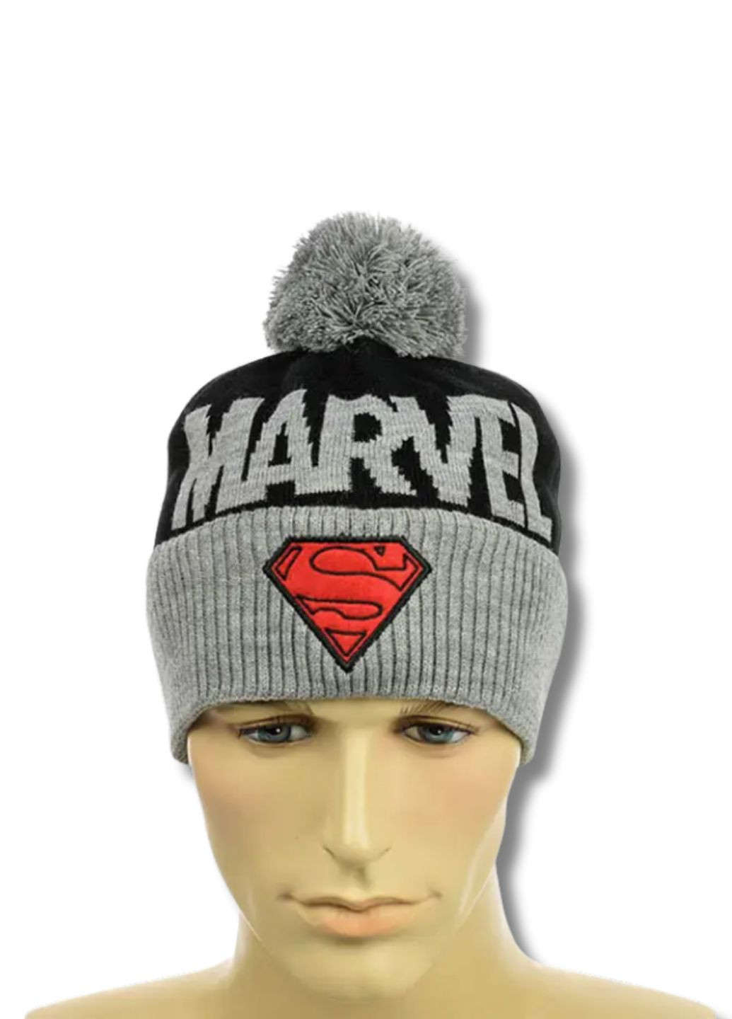 Дитяча зимова шапка з помпоном Супермен / Superman No Brand Шапка з помпоном (361048089)