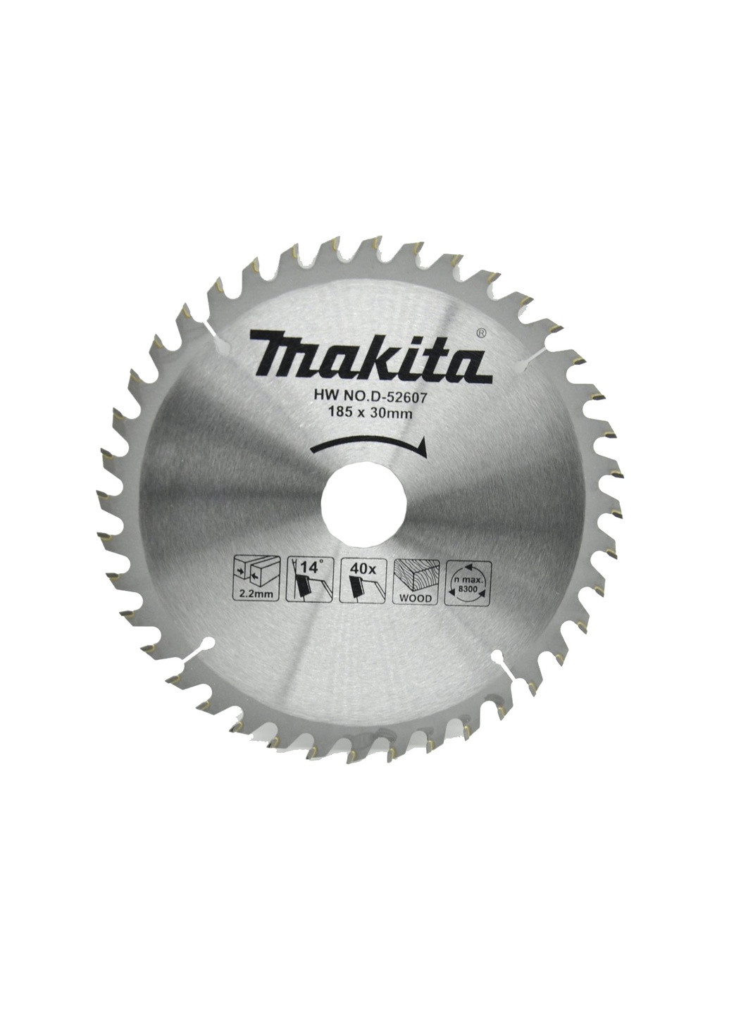 Пильный диск D-52607 (185x30 мм, 40 зубьев) ТСТ по дереву (6461) Makita (295031740)